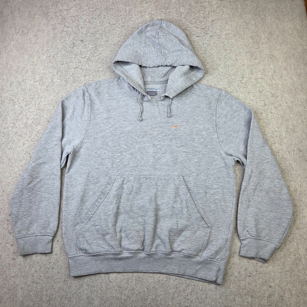 Vintage Nike Hoodie Mens M Gray Pullover Embroidered Swoosh Y2K Gym